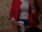 快餐达人光顾城边站红衣年轻街女国语对白骚得不得了