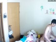 摄像头监控偷拍小夫妻晚上洗完澡后激情打炮