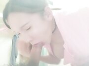 国产TS系列高颜值的大奶美妖七七黑丝护士装玩足交 观音坐莲表情十分诱惑